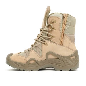 High Quality Beige Genuine Nubuck Leather Tactical Trekking Outdoor Combat Non-Steel Orthopedic Polyurethane Sole Boots image 3