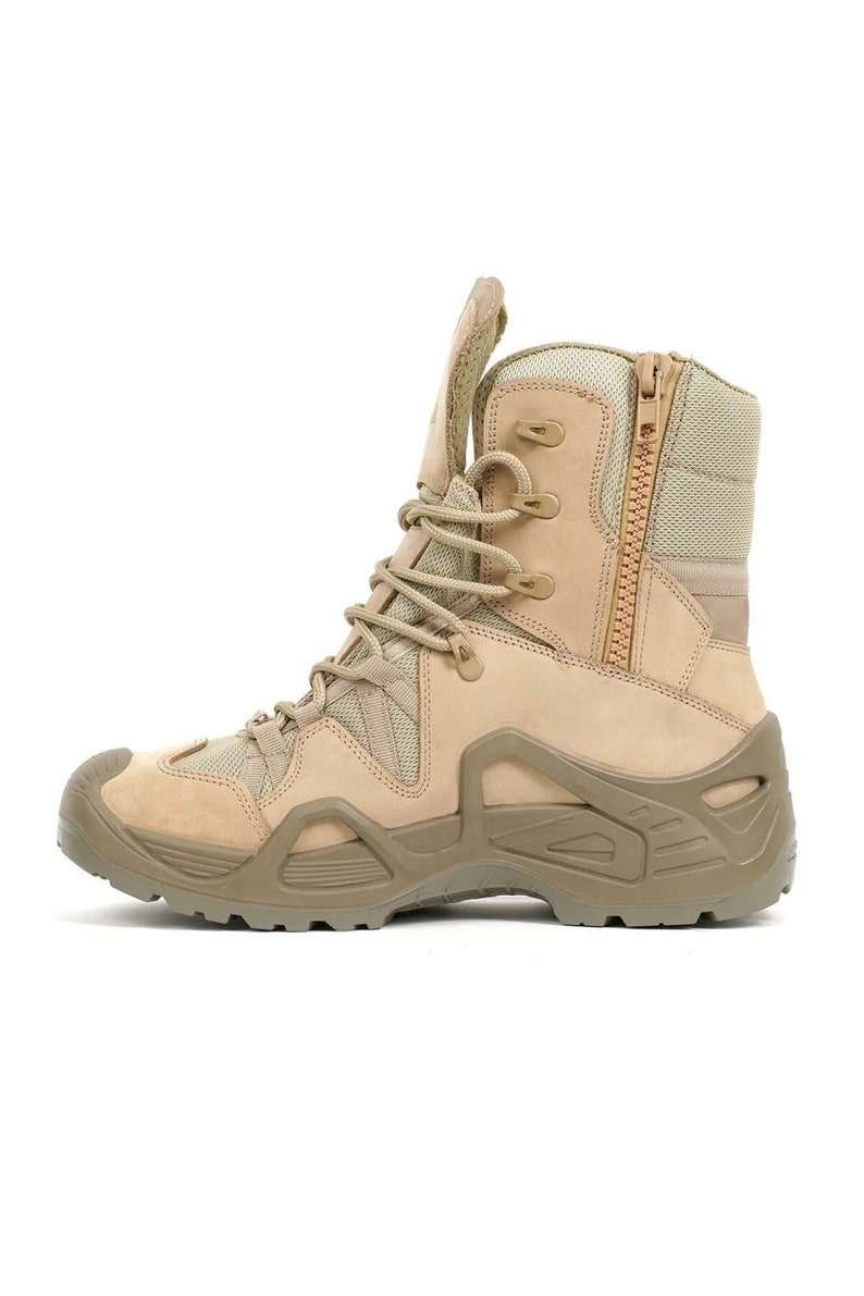 High Quality Beige Genuine Nubuck Leather Tactical Trekking Outdoor Combat Non-Steel Orthopedic Polyurethane Sole Boots image 3