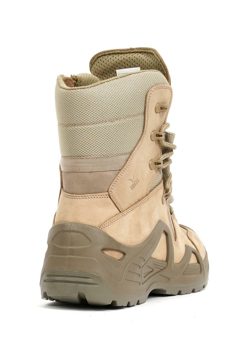 High Quality Beige Genuine Nubuck Leather Tactical Trekking Outdoor Combat Non-Steel Orthopedic Polyurethane Sole Boots image 4