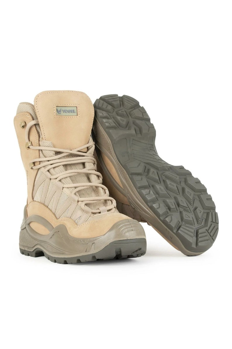 High Quality Beige Genuine Nubuck Leather Tactical Trekking Outdoor Combat Non-Steel Orthopedic Polyurethane Sole Boots image 10