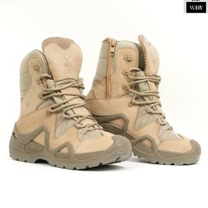 High Quality Beige Genuine Nubuck Leather Tactical Trekking Outdoor Combat Non-Steel Orthopedic Polyurethane Sole Boots White