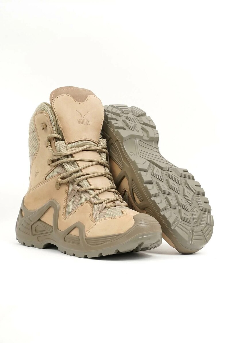 High Quality Beige Genuine Nubuck Leather Tactical Trekking Outdoor Combat Non-Steel Orthopedic Polyurethane Sole Boots image 5