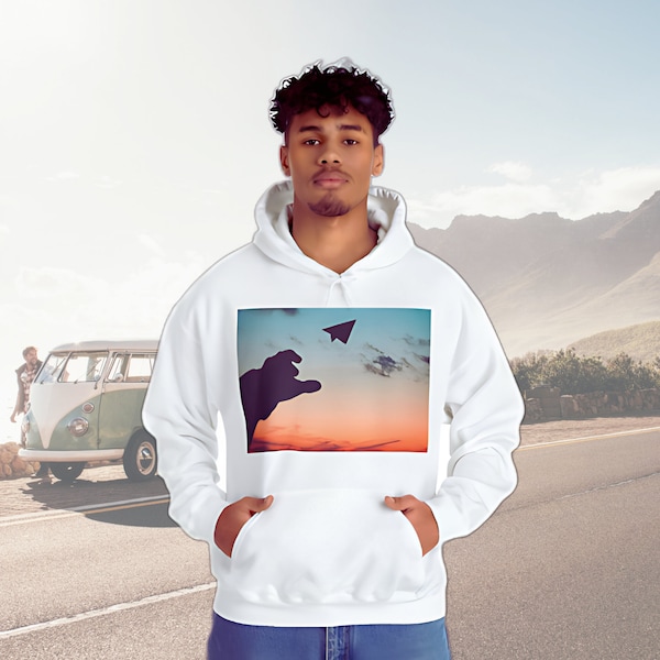 Unisex Hooded Cotton Sweatshirt Jumper Hoodie - Travel, Airplane, Kangaroo, Wanderlust