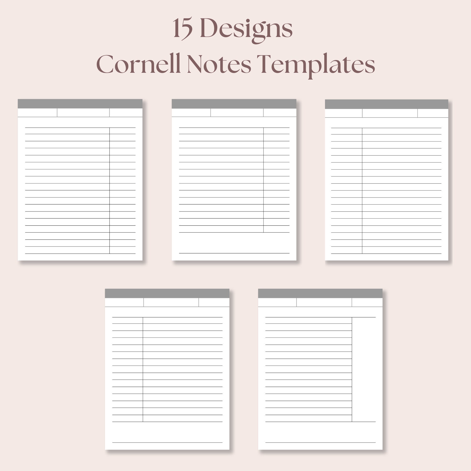 Cornell Note Taking Templates, Meeting Notes Templates, Dotted Notes ...