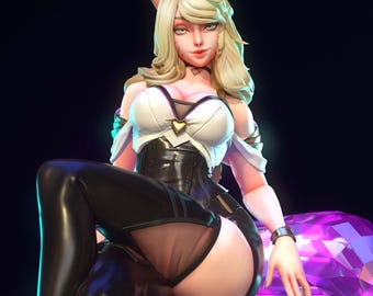 Ahri [League of Legends]: STL-model voor 3D-printen van harsfiguren*