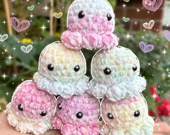 Crochet Plush Octopus Keychain: Pastel Kawaii Decor