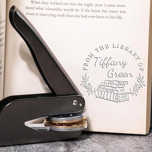 Embosseuse Library of the Library personnalisée/Tampon de livre personnalisé/ Embosseuse Library of the Library/Estampe de la bibliothèque de livres/embosseuse de livres personnalisée