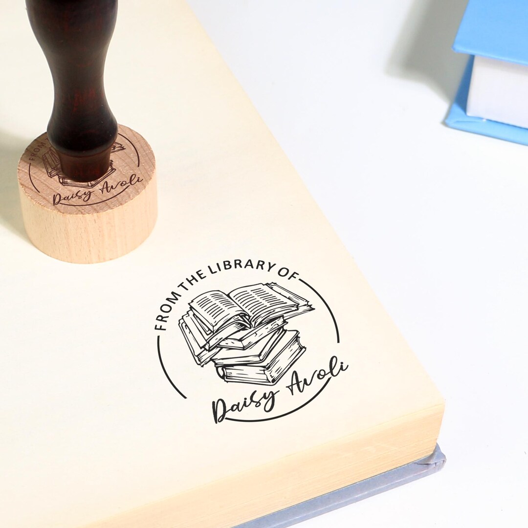 Book Stamp/custom Library Stamp/embosser Stamp/from the Library of ...