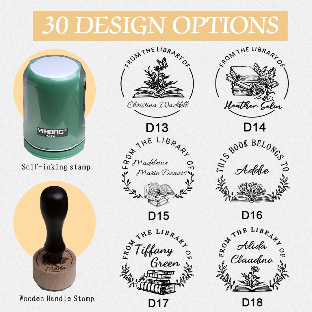 Book Stamp/custom Library Stamp/from the Library of Stamp/personalized ...