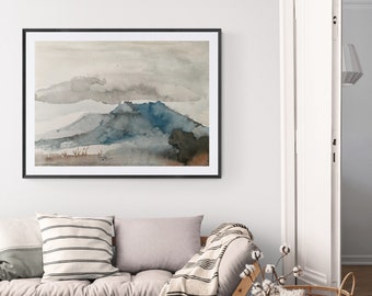 Watercolor Painting Print. Watercolour. Giclée Print. Wall Art. Where Mountains Touch the Sky