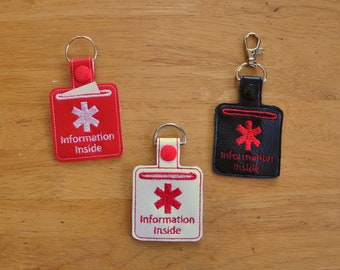 Medical Alert Keychain, Key Fob. Medical Information Inside. Details of your chronic illness & complex medical conditions for emergencies