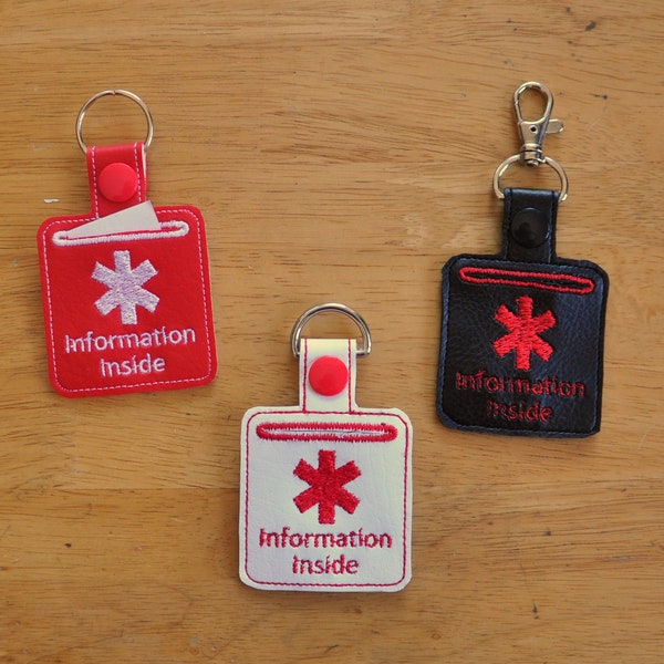 Medical Alert Keychain, Key Fob. Medical Information Inside. Details of your chronic illness & complex medical conditions for emergencies