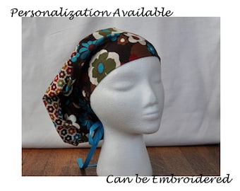 Custom Made Scrub Cap, Surgical Cap. Pixie/Ponytail Style. Covers long hair. Be sure to check processing time. You MUST choose fabric.