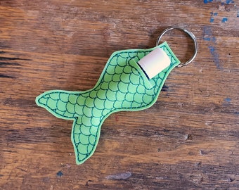 Green Mermaid keychain lip balm holder