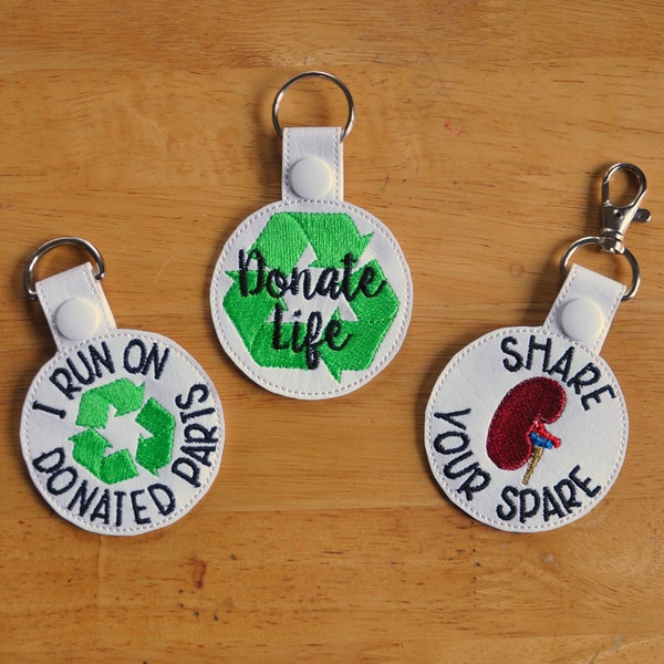 Organ Donation, Organ Transplant Keychain, Key Fob. Donated Parts, Donate Life, Share Your Spare. Organ and tissue donation. Your Choice.