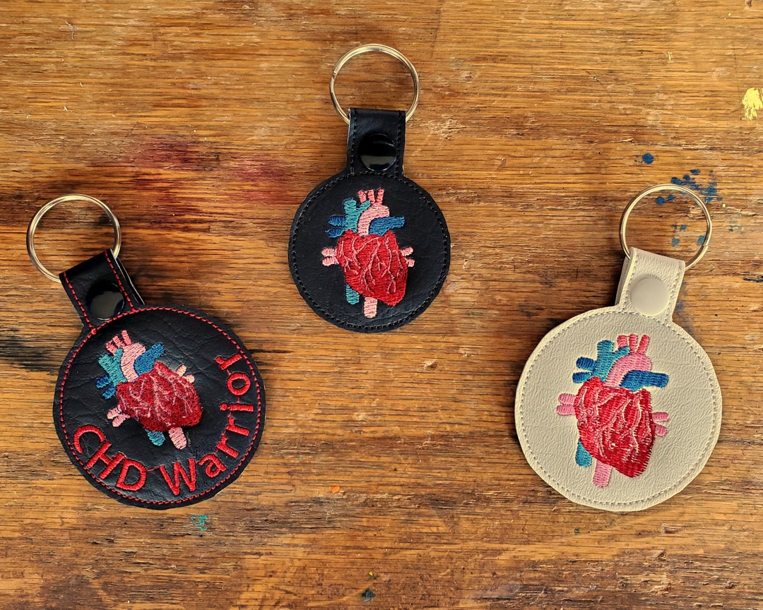 Anatomical Heart Keychain With or Without Custom Text Two Sizes Heart