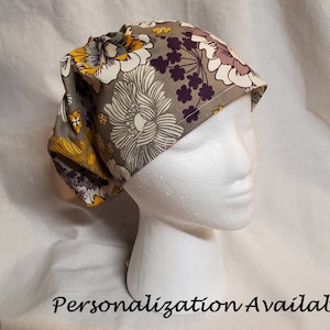 Custom Made Scrub Cap, Surgical Cap. Jessica / Cordlock Style. Covers long hair. Be sure to check processing time.