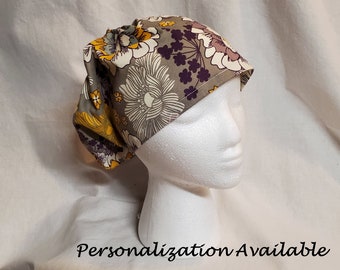 Custom Made Scrub Cap, Surgical Cap. Jessica / Cordlock Style. Covers long hair. Be sure to check processing time.