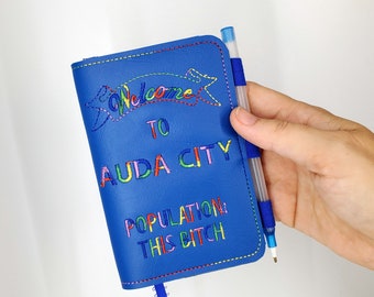 Auda City Notebook Cover (with notebook). Funny Gift, Stocking Stuffer