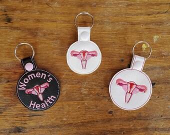 Anatomical Uterus/Vagina Keychain - with or without custom text - two sizes. Women's Health, Cervical Cancer, Endometriosis, midwifery