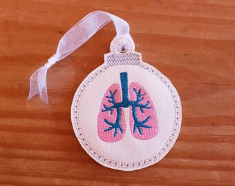 Lungs Embroidered Christmas Ornament - perfect for organ donors, transplant recipients, doctors, chronic illness