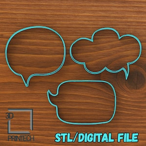 Digital STL file Download for Text bubble cookie cutter set