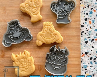Descarga el archivo digital STL del juego de cortadores de galletas de león y sus amigos.