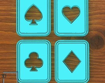 Digital STL file Download for Card Suit Cookie Cutter Set – Poker Party Baking Tools