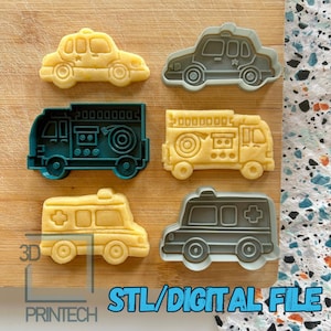 Fichier STL numérique à télécharger pour un ensemble d&#39;emporte-pièces pour la police, l&#39;ambulance et le camion de pompiers