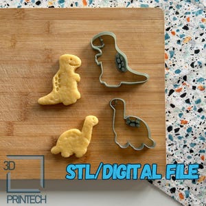 Digital STL file Download for Cute dinosaur cookie cutters