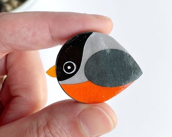 Robin magnet handmade from cut paper, bird decor for fridge and happy office spaces