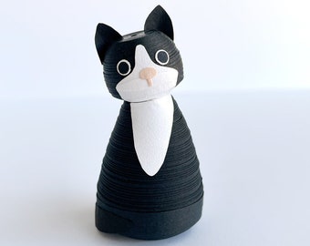 Small tuxedo cat figurine or ornament MADE TO ORDER bicolor cat memorial