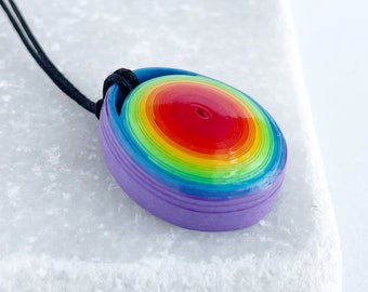 Rainbow Worry Stone Pendant Necklace, soothing anxiety gift for those who love color, a gift to comfort