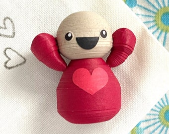 Little paper pal in RED, happy little desk buddy, handmade figurine