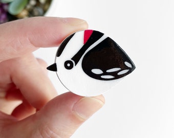 Downy Woodpecker magnet handmade from cut paper, little bird gift