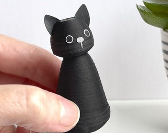 Solid color mini cat MADE TO ORDER, black cat gift, cat figurine, cat memorial