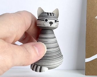 Small grey tabby cat figurine or ornament MADE TO ORDER cat memorial