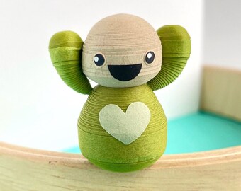 Little paper pal in GREEN, happy little desk buddy, handmade figurine