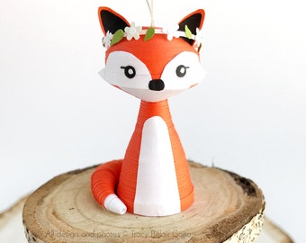 Woodland fox ornament, little fox ornament, woodland friends nursery, quilled paper art figurine, be clever little fox, animal ornament