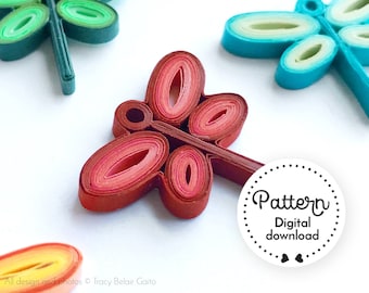 Dragonfly Quilling Pattern digital download, dragonfly pendant Instant Download PDF Quilling Pattern, DIY quilled dragonfly