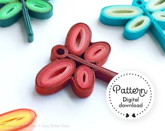 Descarga digital Dragonfly Quilling Pattern, colgante de libélula Descarga instantánea PDF Quilling Pattern, libélula acolchada DIY