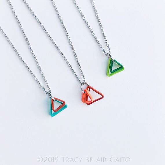 Mini Triangle Banner Necklace Pennant Geometric Minimal Dainty Sterling Silver