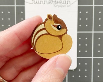 Chipmunk magnet handmade from cut paper, cute refrigerator or locker magnets, animal magnet, stay cheeky little chipmunk