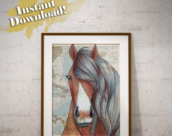 Printable Wall Art, Horse Art, Horse Print, Paso Fino Horse, Beautiful Horse Art, Digital Download Wall Art