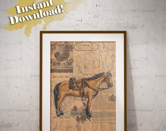 Printable Wall Art, Horse Art, Horse Print, Civil War Union Cavalry Horse, Digital Download Wall Art