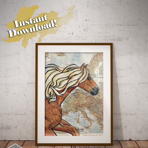 Printable Wall Art, Horse Art, Horse Print, Haflinger Horse, Beautiful Horse Art, Digital Download Wall Art