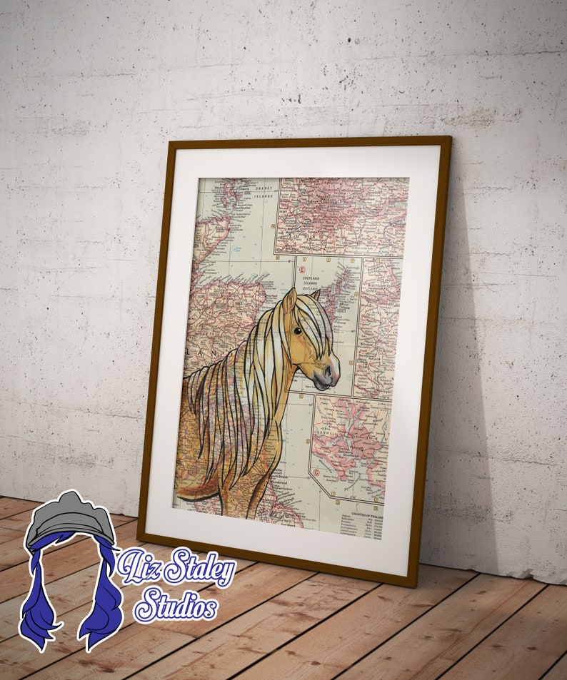 Equestrian Wall Art Shetland Pony Matted Original Horse Art Etsy