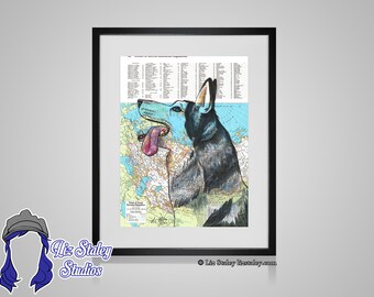 Dog Wall Art, Siberian Husky Matted Art Print, Cute Dog Print, Dog Lover Gift