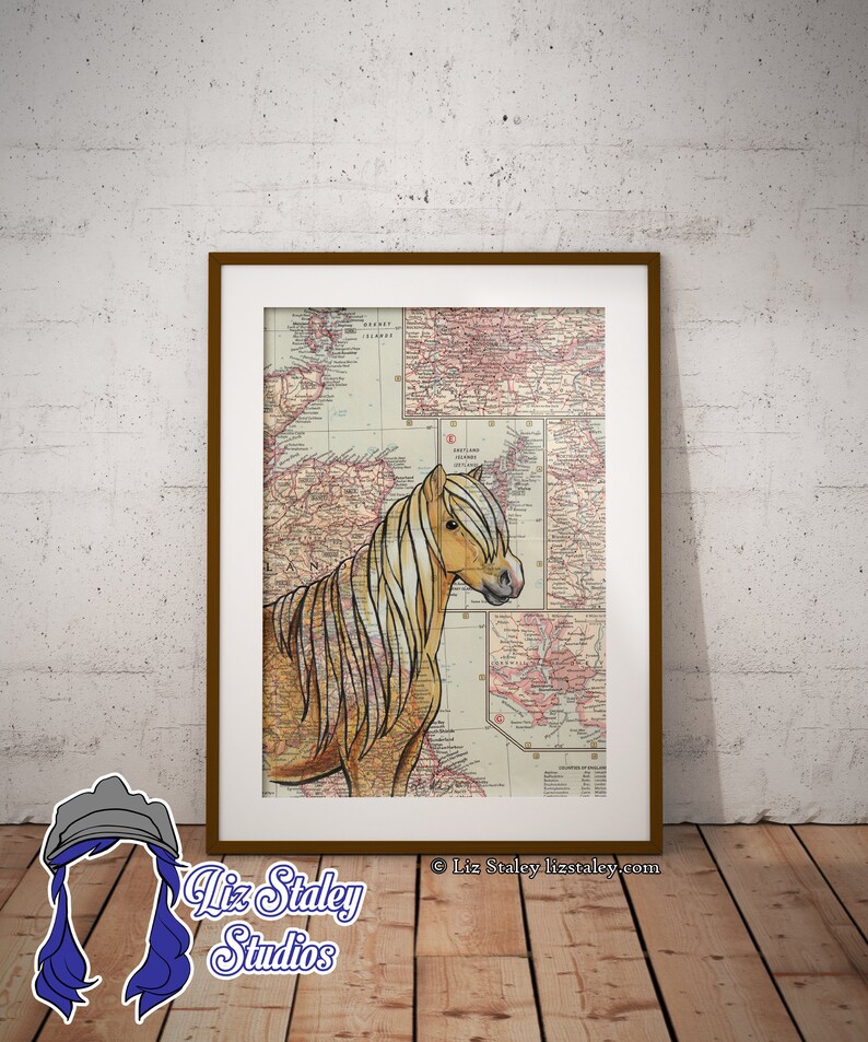 Equestrian Wall Art Shetland Pony Matted Original Horse Art Etsy