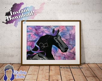 Printable Wall Art, Horse Art, Horse Print, Nebula Galaxy Horse, Beautiful Horse Art, Digital Download Wall Art